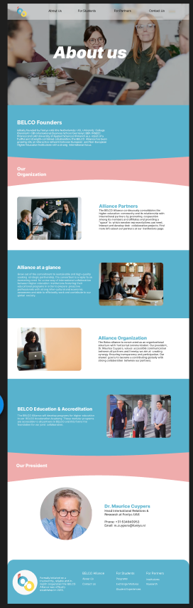 first version of the about us prototype 